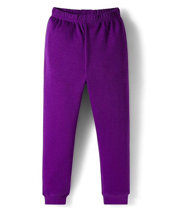 Pine Kids Knit Full Sleeves Solid Pullover Thermal Set - Imperial Purple