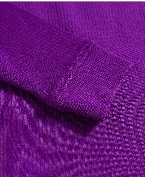 Pine Kids Knit Full Sleeves Solid Pullover Thermal Set - Imperial Purple