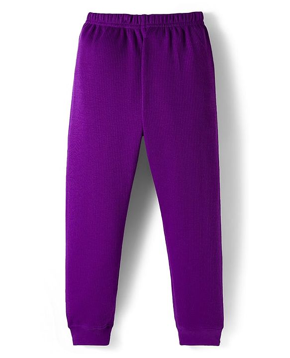 Pine Kids Knit Full Sleeves Solid Pullover Thermal Set - Imperial Purple