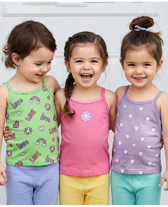 Babyhug 100% Cotton Sleeveless T-Shirt & Shorts Set Text Print- Blue Yellow & Green main image 1