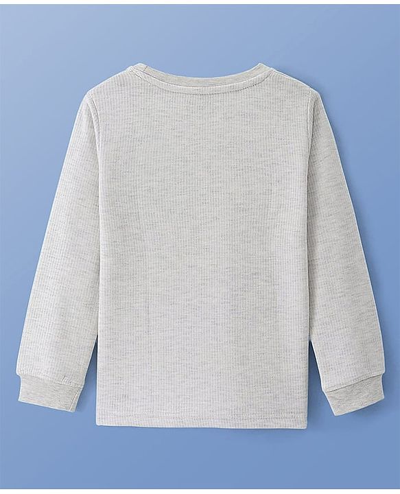 Pine Kids Cotton Knit Full Sleeves Solid Coloured Thermal Wear Set - Grey