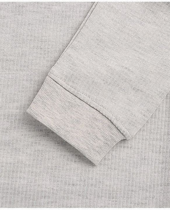 Pine Kids Cotton Knit Full Sleeves Solid Coloured Thermal Wear Set - Grey