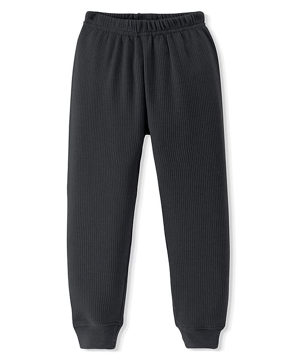 Pine Kids Cotton Knit Full Sleeves Solid Coloured Thermal Wear Set - Black
