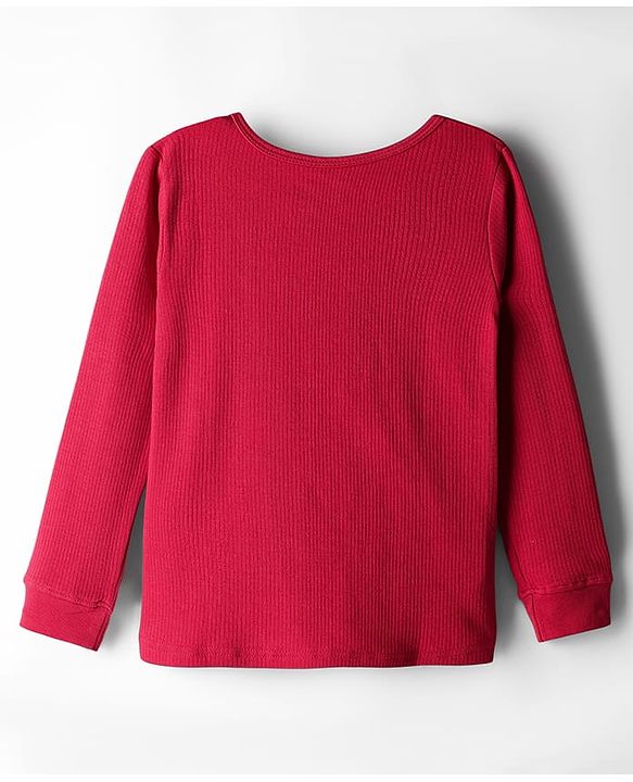 Pine Kids Knit Full Sleeves Solid Color Thermal Vest - Red