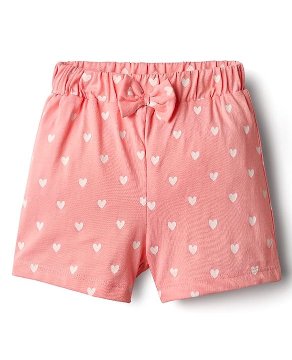 Babyhug Single Jersey Knit Shorts With Floral Hearts & Butterfly Print & Bow Applique Pack Of 3 - Multi Colour