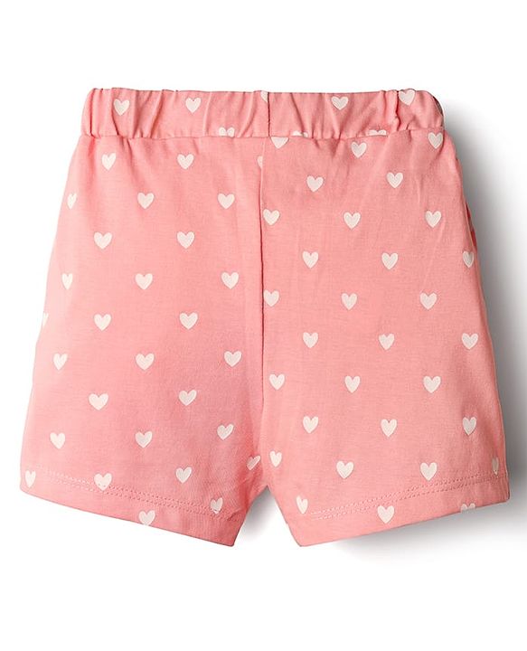 Babyhug Single Jersey Knit Shorts With Floral Hearts & Butterfly Print & Bow Applique Pack Of 3 - Multi Colour