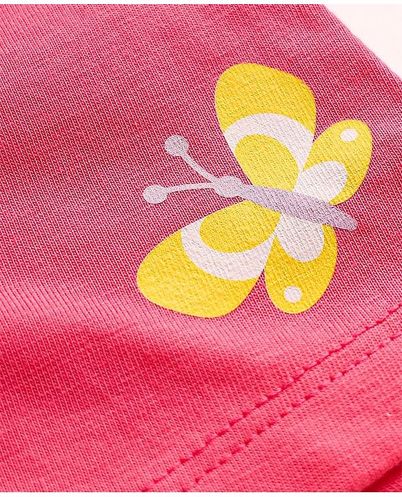 Babyhug Single Jersey Knit Shorts With Floral Hearts & Butterfly Print & Bow Applique Pack Of 3 - Multi Colour