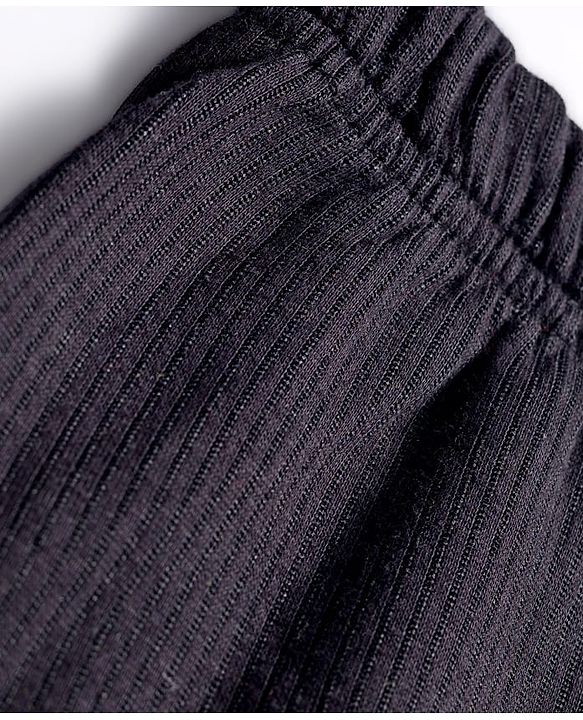 Pine Kids Cotton Knit Full Length Solid Coloured Thermal Wear Pant - Black