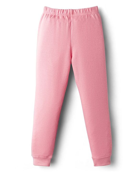 Pine Kids Cotton Knit Full Length Solid Coloured Thermal Wear Pant - Black