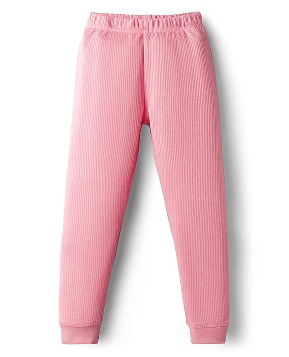 Pine Kids Cotton Knit Full Length Solid Coloured Thermal Wear Pant - Black