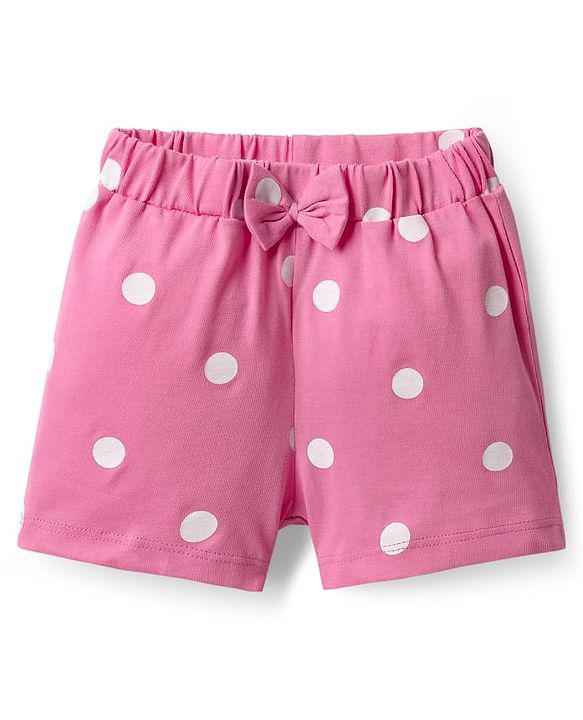 Babyhug Cotton Single Jersey Knit Shorts with Polka Dot Design Floral & Butterfly Print - Pack of 3 - Pink Yellow & Black