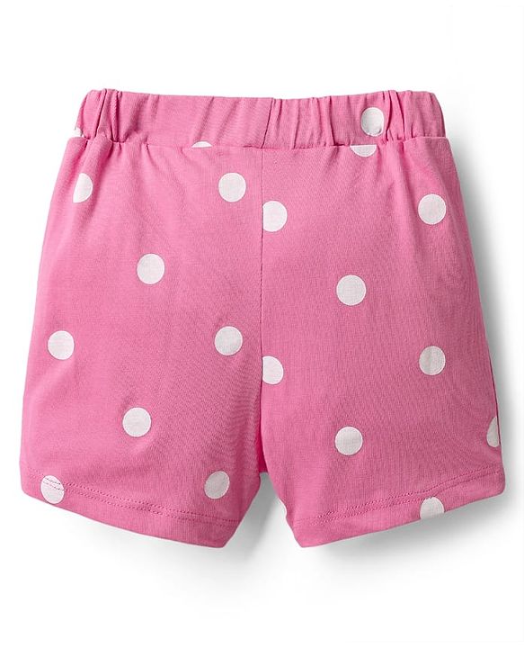 Babyhug Cotton Single Jersey Knit Shorts with Polka Dot Design Floral & Butterfly Print - Pack of 3 - Pink Yellow & Black