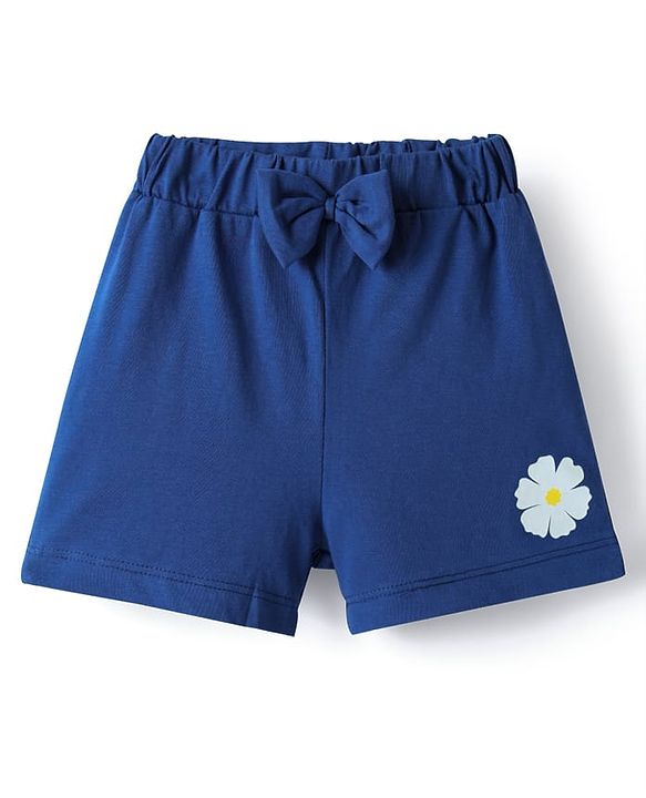 Babyhug Cotton Single Jersey Knit Shorts With Floral & Polka Dot Print Pack Of 3 - Yellow Red & Navy Blue