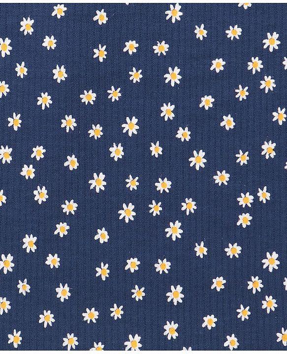 Pine Kids Cotton Knit Full Sleeves Thermal Vest & Pant Set with Floral Print - Navy Blue