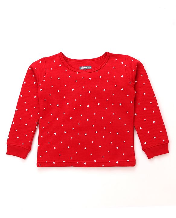 Pine Kids Cotton Knit Full Sleeves Thermal Vest & Pant Set with Floral Print - Navy Blue