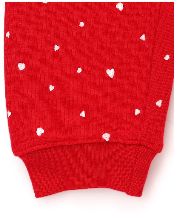 Pine Kids Cotton Knit Full Sleeves Thermal Vest & Pant Set with Floral Print - Navy Blue