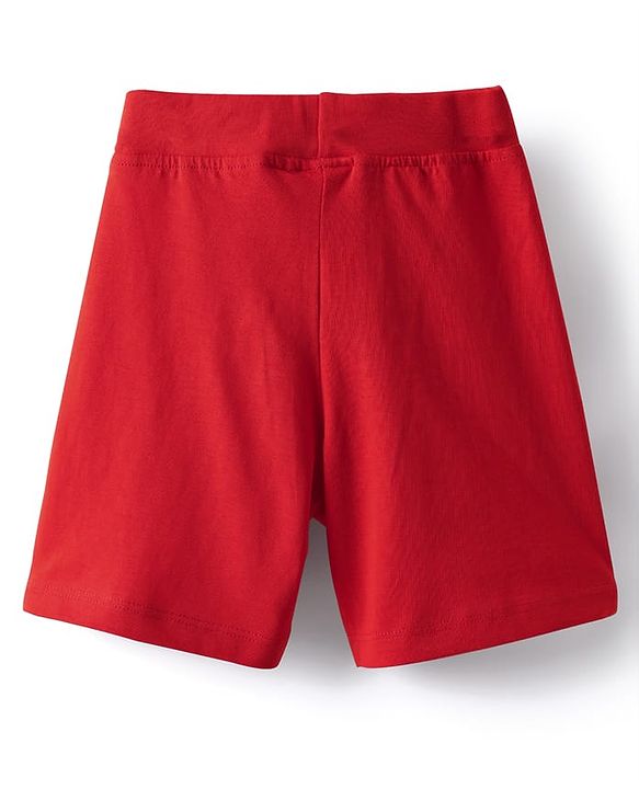 Babyhug Single Jersey Knit Text Printed Shorts Pack of 3 - Red Yellow & Blue