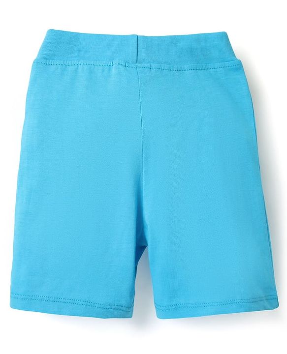 Babyhug Single Jersey Knit Shorts With Stripes & Dino Print Pack Of 3 - Light Blue Green & Navy Blue