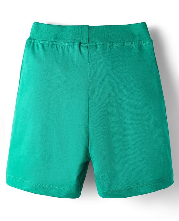 Babyhug 100% Cotton Single Jersey Knit Shorts With Animal & Stripe Print Pack Of 3 - Navy Blue & Light Green