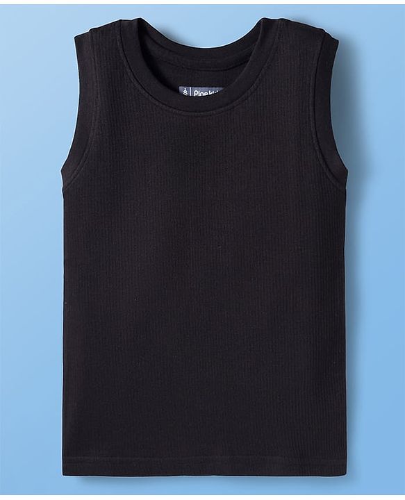 Pine Kids Knit Sleeveless Solid Colour Vests Pack Of 2 - White & Black