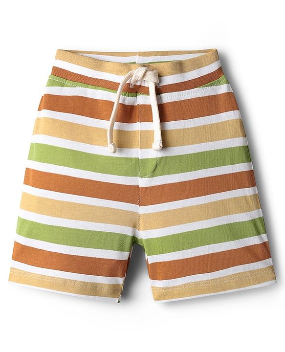 Babyhug Single Jersey Knit Shorts With Stripes & Vehicles Print Pack Of 3 - Multi Colour