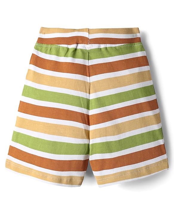 Babyhug Single Jersey Knit Shorts With Stripes & Vehicles Print Pack Of 3 - Multi Colour