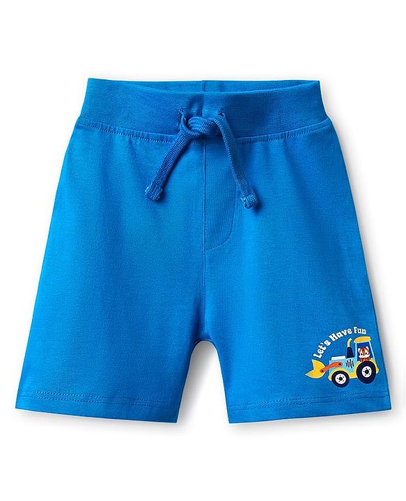 Babyhug 100% Cotton Single Jersey Knit Shorts with Tractor Print Pack of 3 - Green Red & Blue