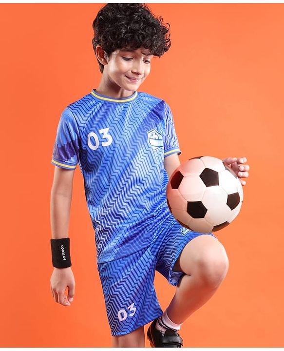 Pine Active Half Sleeves All Over Printed T-Shirt and Shorts Set - Blue