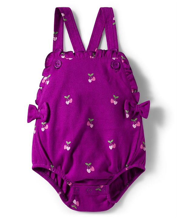 Babyhug 100% Cotton Interlock Knit Onesies With Hairband & Booties - Purple