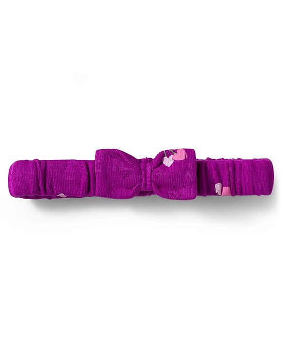 Babyhug 100% Cotton Interlock Knit Onesies With Hairband & Booties - Purple