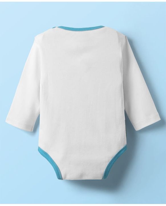 Babyhug 100% Cotton Knit Full Sleeves Onesie with Animal Print - White