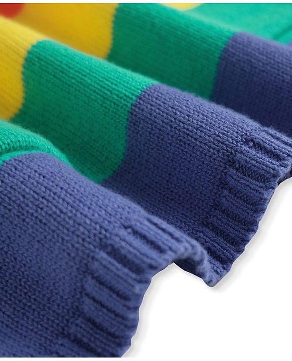 Babyhug Sweater Knit Half Sleeves Striped Woolen Dress - Multicolour