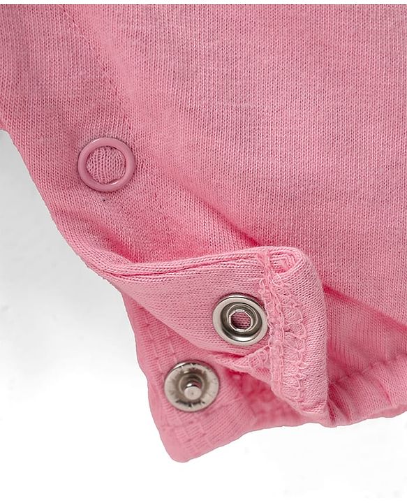Babyhug 100% Cotton Single Jersey Knit Embroidered Romper With Headband - Pink