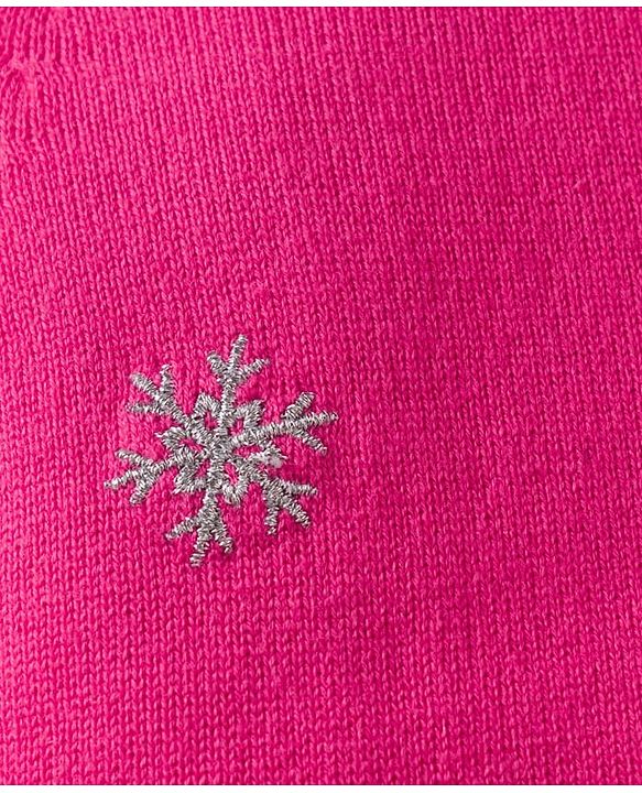 Babyhug Knit Full Sleeves Front Open Hooded Sweater with Snow Flake Design - Fuchsia