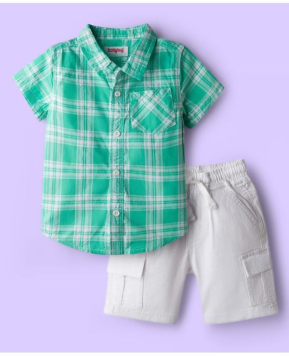 Babyhug 100% Cotton Woven Full Sleeves Checkered Shirt And Lounge Pant - Maroon & Beige main image 1