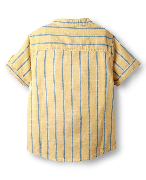 Babyhug Cotton Knit Half Sleeves Shirt and Shorts Sets with Stripes - Yellow & Blue