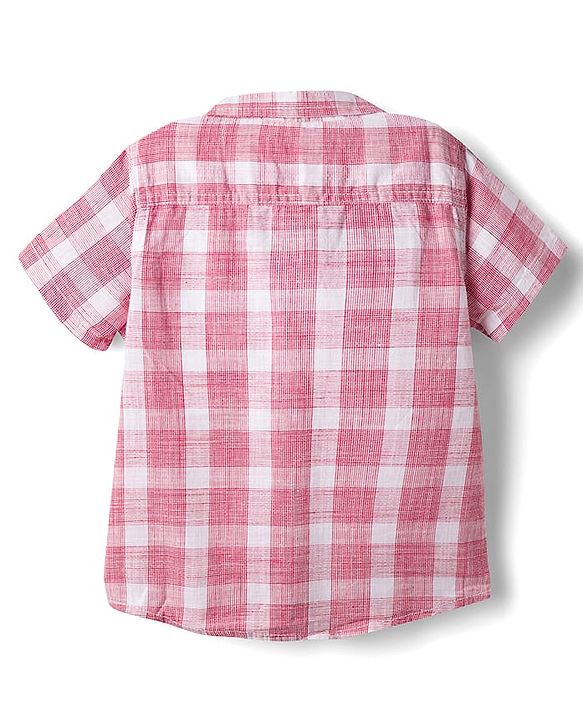 Babyhug Cotton Woven Half Sleeves Shirt & Shorts Set With Checks - Pink