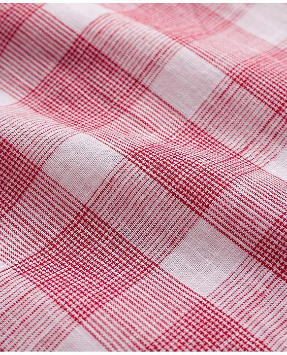 Babyhug Cotton Woven Half Sleeves Shirt & Shorts Set With Checks - Pink