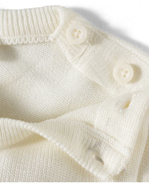 Babyhug Knit Full Sleeves Sweater Set With Stripes - Navy Blue & White