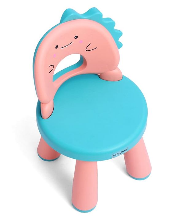 Babyhug Baby High Quality Study Chair With Face Print Design - Pink| Strong & Durable Chair| Indoor & Outdoor Use| Home & Classroom| Easy to Assemble| Convert to Stool