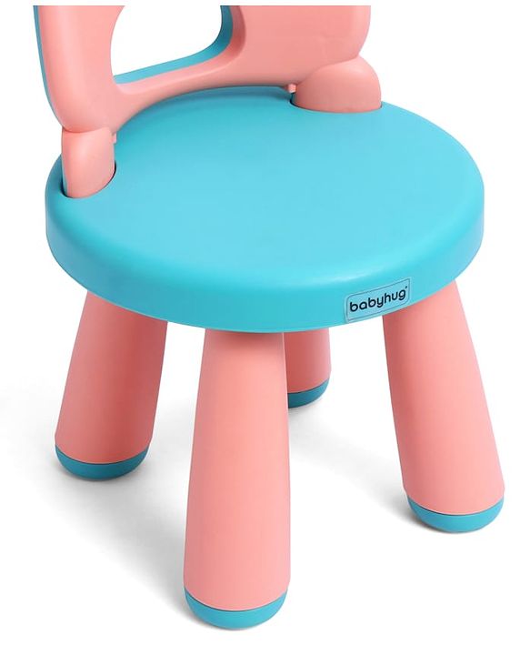 Babyhug Baby High Quality Study Chair With Face Print Design - Pink| Strong & Durable Chair| Indoor & Outdoor Use| Home & Classroom| Easy to Assemble| Convert to Stool