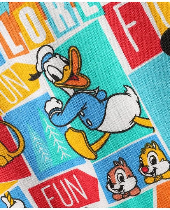 Babyhug Disney Single Jersey Knit Dungaree & Half Sleeves T-Shirt With Mickey Mouse Family Print - Blue