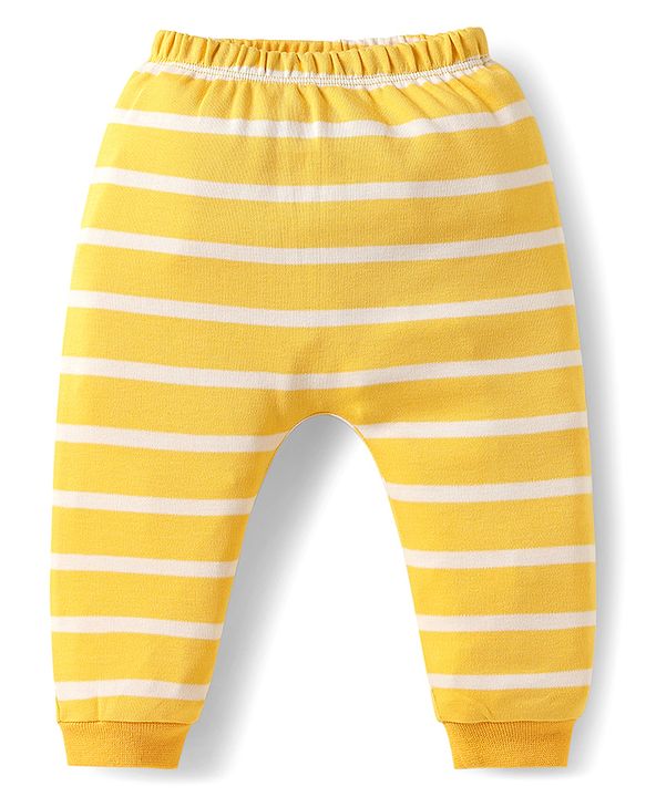 Babyhug 100% Cotton Full Sleeves Animal Printed Onesies With Striped Leggings Cap Mittens & Booties Set -