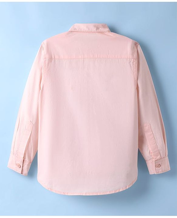 Pine Kids Full Sleeves Cotton Woven Solid Color Shirt - Pink