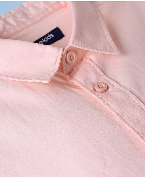 Pine Kids Full Sleeves Cotton Woven Solid Color Shirt - Pink