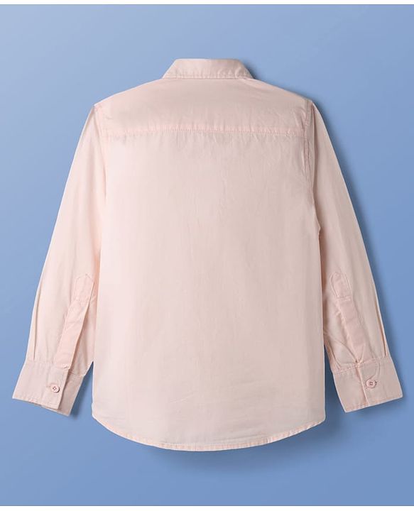 Pine Kids 100% Cotton Full Sleeves Solid Coloured Shirt With Inner T-Shirt - Peach