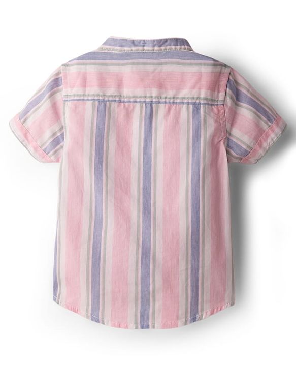 Babyhug Cotton Woven Half Sleeves Striped Shirt & Shorts Set - Beige