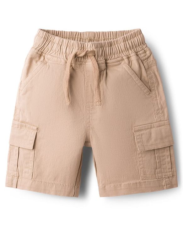 Babyhug Cotton Woven Half Sleeves Striped Shirt & Shorts Set - Beige