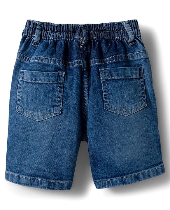 Babyhug Cotton Woven Half Sleeves Shirt & Denim Shorts Set with Sea Life Print - Blue & White