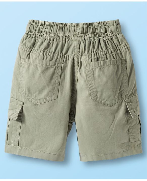 Babyhug Cotton Knit Half Sleeves Shirt and Shorts Sets with Tropical Print - Olive Green & White
